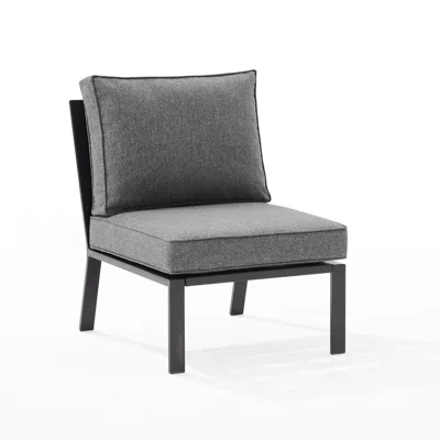 Crosley Clark Outdoor Metal Sectional Center Chair Charcoal/matte Black In Animal Print