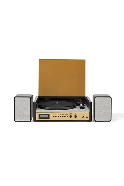Crosley Coda Record Player & Speaker Shelf System In Black At Urban Outfitters