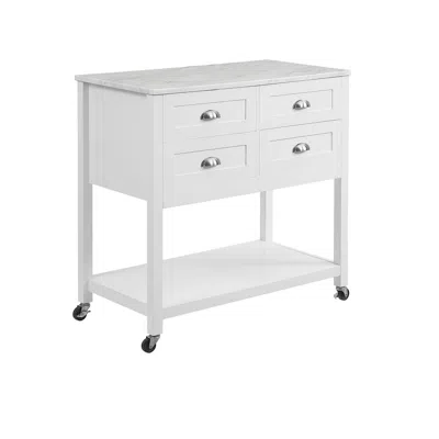 Crosley Connell Kitchen Island/cart White/white Marble