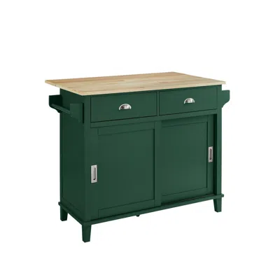 Crosley Cora Drop Leaf Kitchen Island Emerald/natural In Animal Print