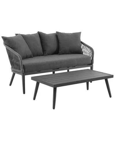 Crosley Dover 2pc Outdoor Rope Conversation Set In Charcoal
