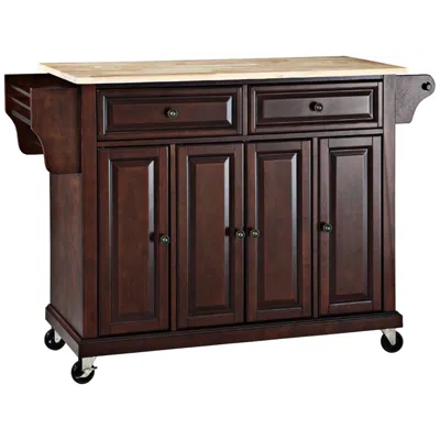 Crosley Dover 52" Cutting Board Top Mahogany Serving Cart Or Bar Cart