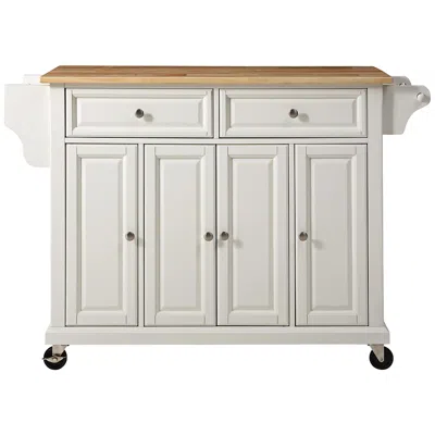 Crosley Dover 52" Wide Cutting Board Top White Kitchen Island Or Bar Cart