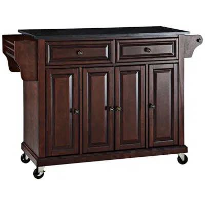 Crosley Dover 52" Wide Granite Top Mahogany Kitchen Island Cart Or Bar Cart
