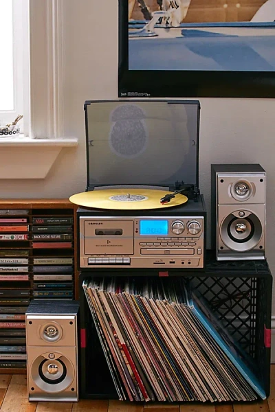 Crosley Eclipse Record Player Entertainment Center In Black At Urban Outfitters