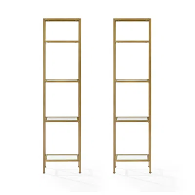 Crosley Furniture Aimee 2pc Etagere Set Soft Gold - 2 Narrow Etageres