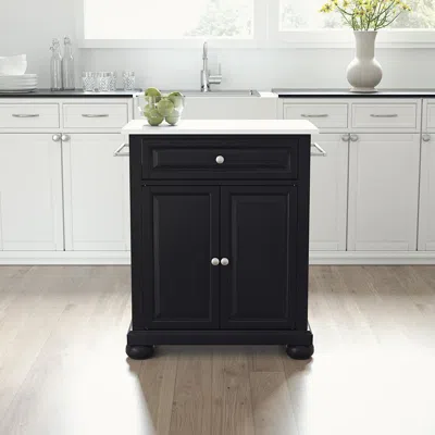 Crosley Furniture Alexandria Stone Top Portable Kitchen Island/cart Black/white