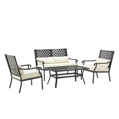 Crosley Furniture Alistair 4pc Outdoor Loveseat Patio Furniture Set In White