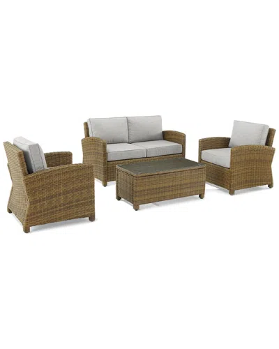 Crosley Furniture Bradenton 4pc Outdoor Wicker Conversation Set In Brown