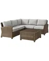 Crosley Furniture Bradenton 4pc Outdoor Wicker Sectional Set In Gray
