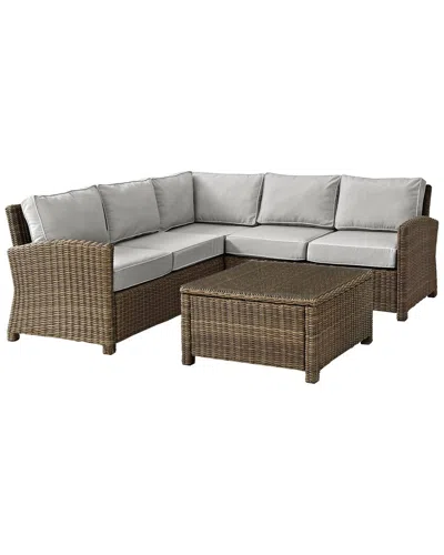 Crosley Furniture Bradenton 4pc Outdoor Wicker Sectional Set In Gray