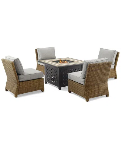Crosley Furniture Bradenton 5pc Outdoor Wicker Conversation Set W/fire Table- Tucson Fire Table & 4  In Multi