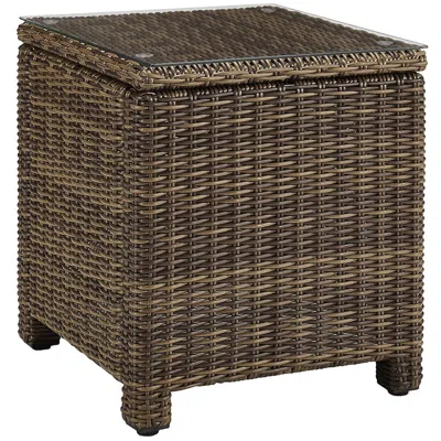 Crosley Furniture Bradenton Outdoor Wicker Rectangular Side Table Weathered Brown