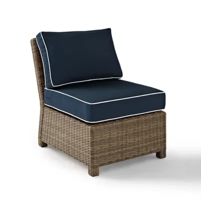 Crosley Furniture Bradenton Outdoor Wicker Sectional Center Chair Navy/weathered Brown