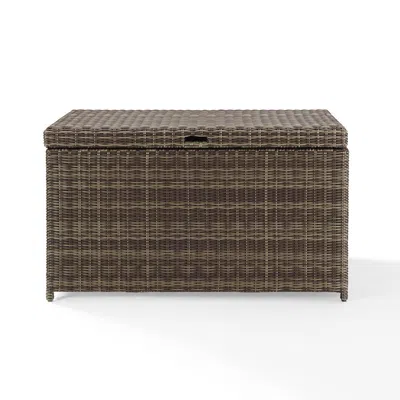 Crosley Furniture Bradenton Outdoor Wicker Storage Bin Weathered Brown