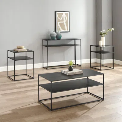 Crosley Furniture Braxton 4pc Coffee Table Set Matte Black - Coffee Table, Console Table, & 2 End Tables