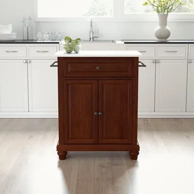 Crosley Furniture Cambridge Stone Top Portable Kitchen Island/cart Mahogany/white