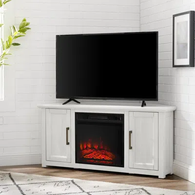 Crosley Furniture Camden 48" Corner Tv Stand W/fireplace Whitewash