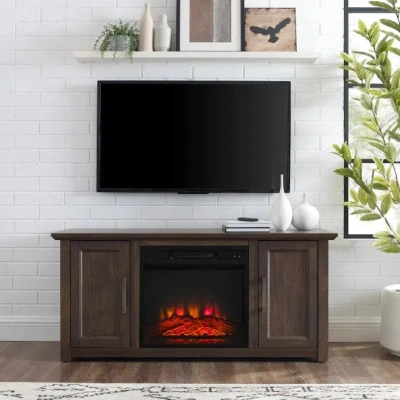 Crosley Furniture Camden 48-inch Corner Tv Stand With Electric Fireplace In Brown