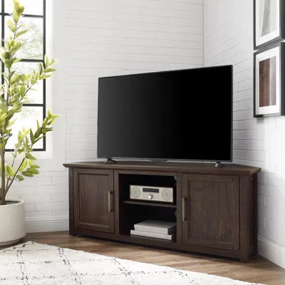 Crosley Furniture Camden 58" Corner Tv Stand Dark Walnut In Brown