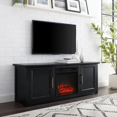 Crosley Furniture Camden 58" Low Profile Tv Stand W/fireplace Black