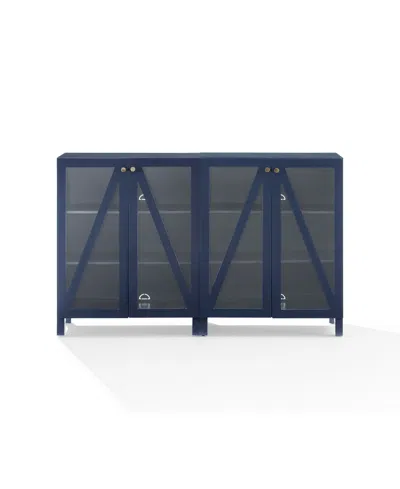 Crosley Furniture Cassai 2 Piece Medium-density Fiberboard (mdf) Media Sideboard Cabinet Set In Blue