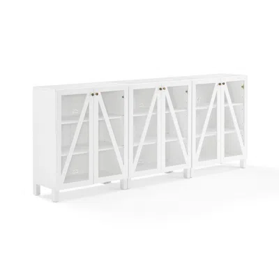 Crosley Furniture Cassai 3-piece Media Sideboard Cabinet Set In White