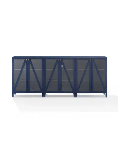 Crosley Furniture Cassai 3 Piece Medium-density Fiberboard (mdf) Media Sideboard Cabinet Set In Blue