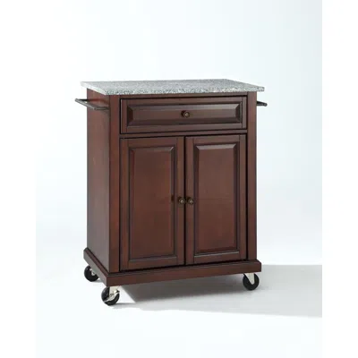 Crosley Furniture Compact Granite Top Kitchen Cart Mahogany/gray In Brown