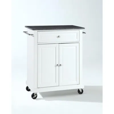 Crosley Furniture Compact Granite Top Kitchen Cart White/black