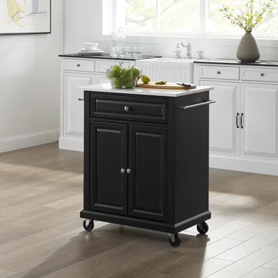 Crosley Furniture Compact Stone Top Kitchen Cart Black/white