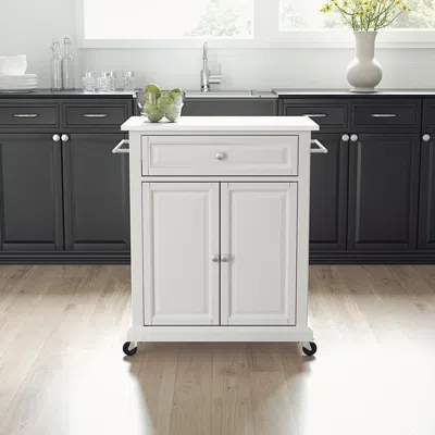 Crosley Furniture Compact Stone Top Kitchen Cart White/white