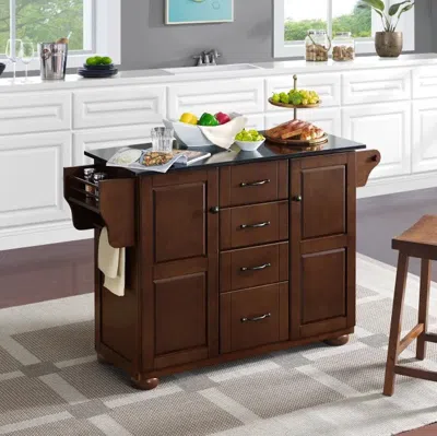 Crosley Furniture Eleanor Mahogany/black Granite Top Kitchen Island In Brown
