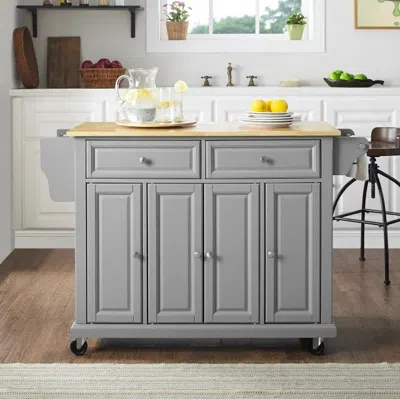 Crosley Furniture Full Size Kitchen Cart With Natural Wood Top Grey In Gray