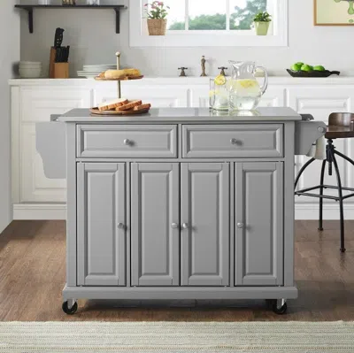 Crosley Furniture Full Size Kitchen Cart With Stainless Steel Top In Gray