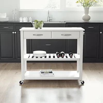 Crosley Furniture Granite Top Kitchen Prep Cart In White