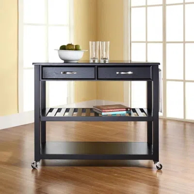 Crosley Furniture Granite Top Kitchen Prep Cart In Black