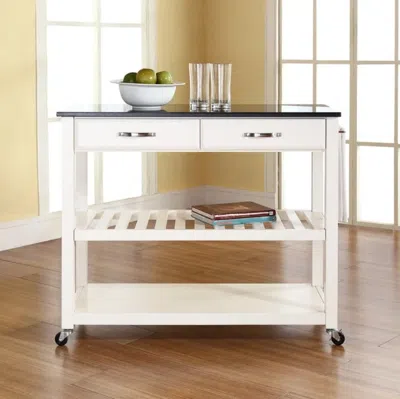 Crosley Furniture Granite Top Kitchen Prep Cart In White