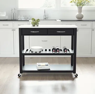 Crosley Furniture Granite Top Kitchen Prep Cart In Black