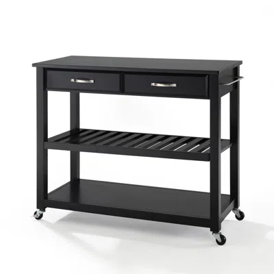 Crosley Furniture Granite Top Kitchen Prep Cart Black/black