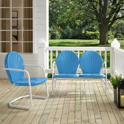 Crosley Furniture Griffith 2pc Outdoor Conversation Set In Blue