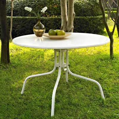 Crosley Furniture Griffith 39" Outdoor Metal Dining Table White Satin