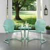 Crosley Furniture Griffith 3pc Outdoor Metal Armchair Set Aqua Gloss - Side Table & 2 Chairs