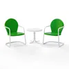 Crosley Furniture Griffith 3pc Outdoor Metal Armchair Set Kelly Green Gloss/white Satin - Side Table & 2 Chairs