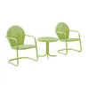 Crosley Furniture Griffith 3pc Outdoor Metal Armchair Set Key Lime Gloss - Side Table & 2 Chairs