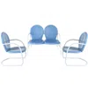 Crosley Furniture Griffith 3pc Outdoor Metal Conversation Set Sky Blue Gloss/white Satin - Loveseat, 2 Chairs