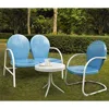 Crosley Furniture Griffith 3pc Outdoor Metal Conversation Set Sky Blue Gloss/white Satin - Loveseat, Chair, & Side Tab