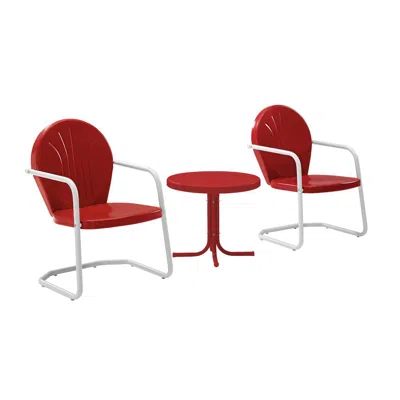 Crosley Furniture Griffith 3pc Retro Outdoor Chair Set In Red