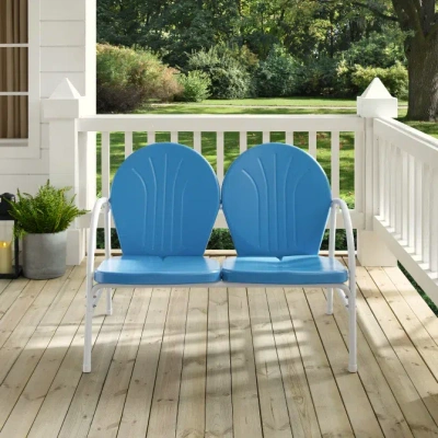 Crosley Furniture Griffith Metal Outdoor Loveseat - Sky Blue