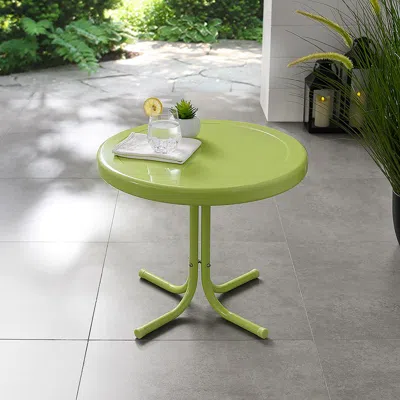 Crosley Furniture Griffith Outdoor Metal Side Table Key Lime Gloss In Gray